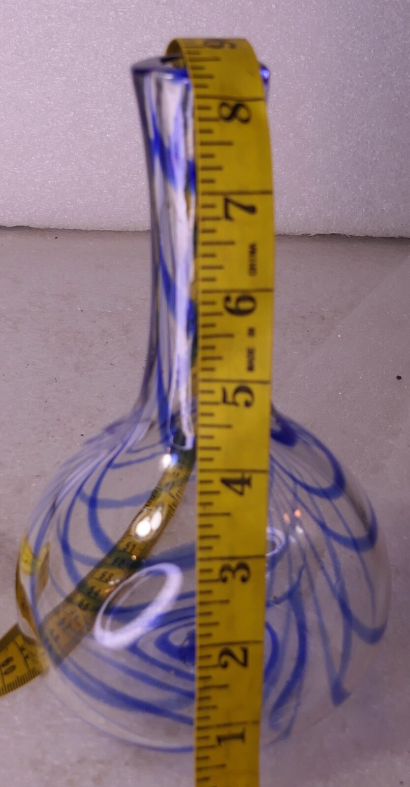 MUSEUM OF MODERN NEW YORK ART GLASS SIGNED MMA VASE BLUE SWIRL