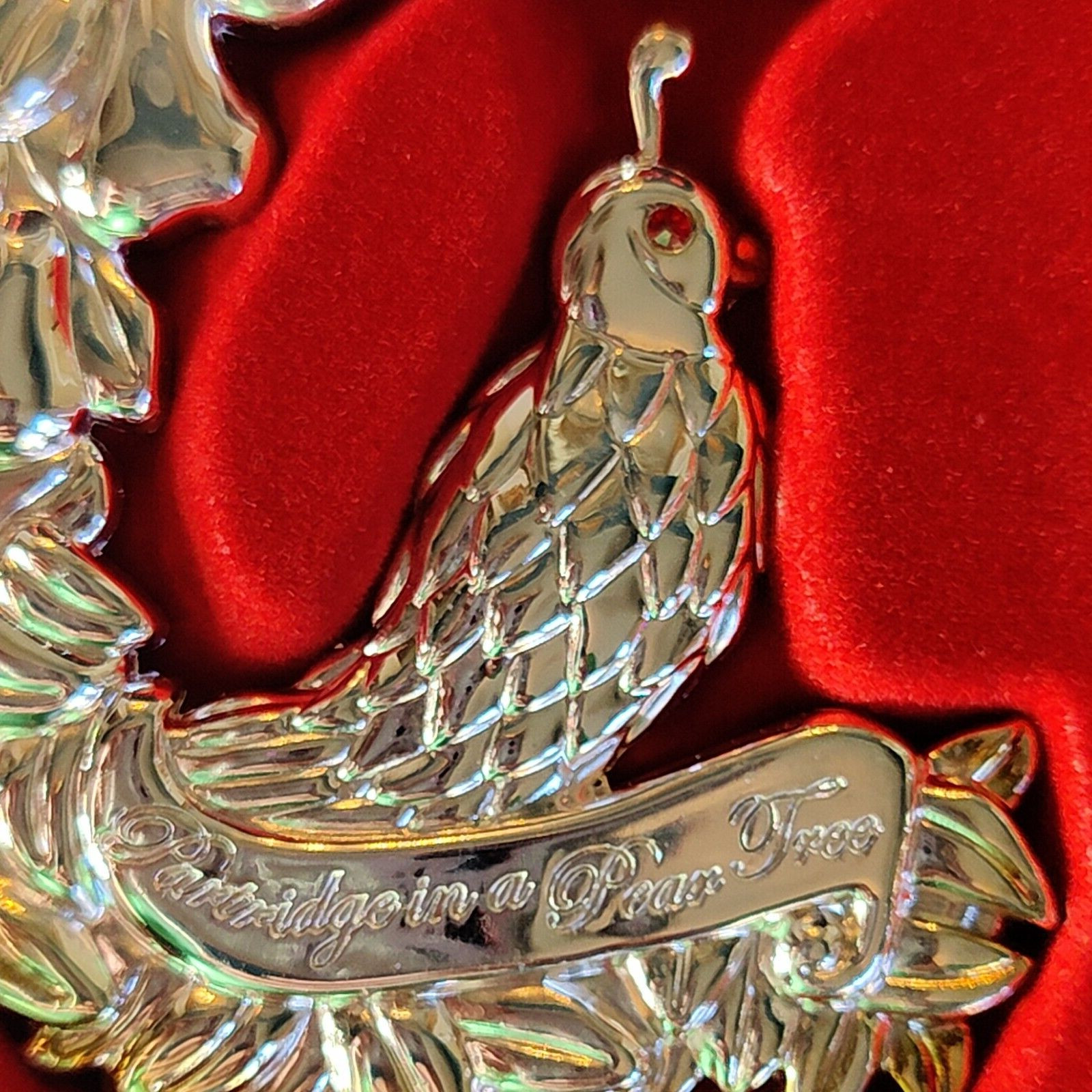 WATERFORD SILVER PARTRIDGE PEAR TREE ORNAMENT, Silverplate, 2011, GENUINE