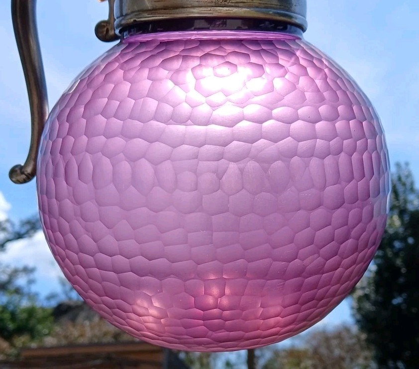 Murano Venini Battuto Amethyst Glass Honeycomb Pitcher w/ Silverplate Mount