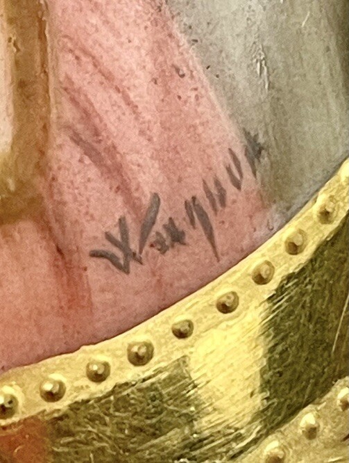 Rare Royal Vienna Wagner Signed Gold Gilded 4” Vase Hand Painted Josephine