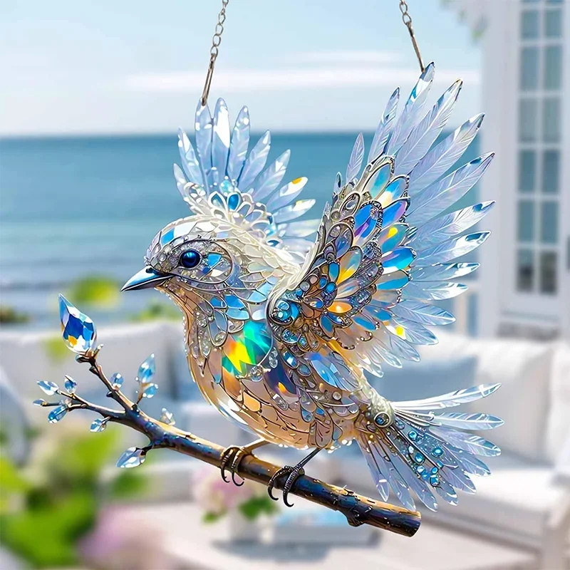 Diamond Art Hummingbird Acrylic Crystal Sky Bluebird Colorful Charming Shining A