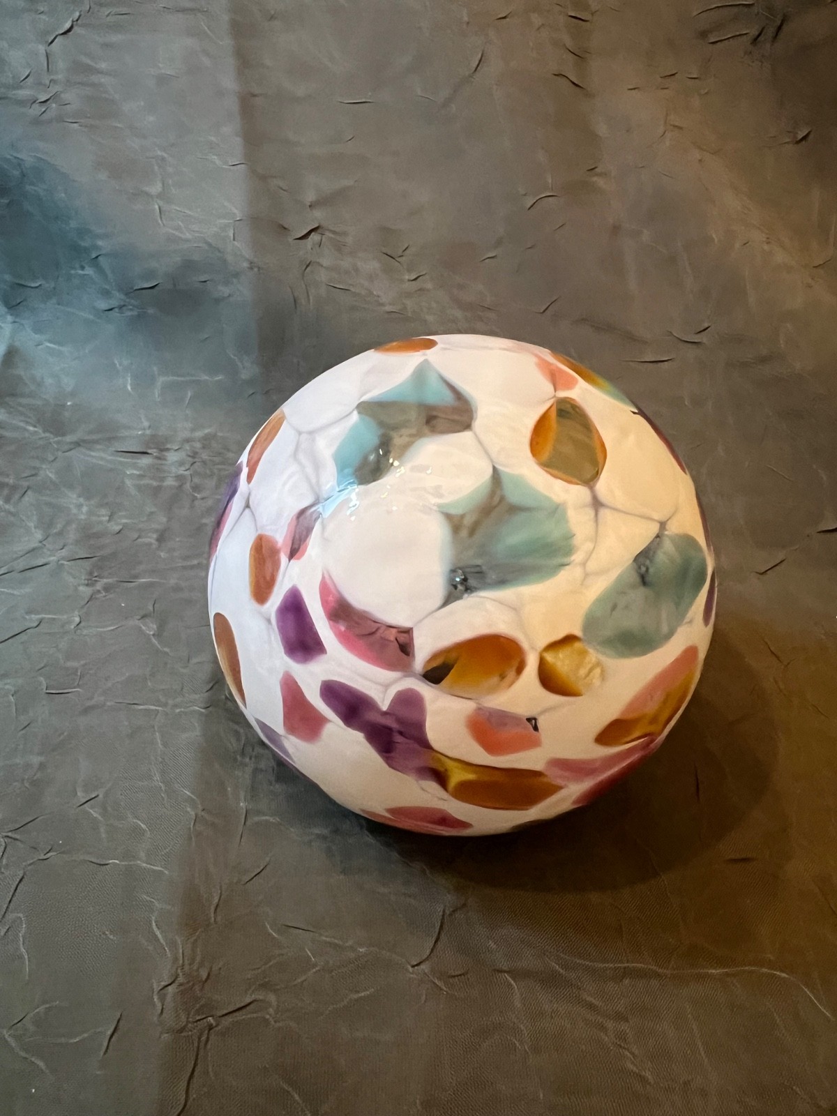 Hand-Blown Multi-Color Round Art Glass Christmas Ornament