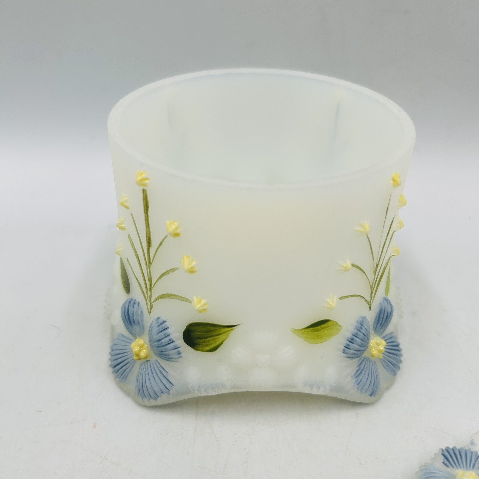 Vtg Fenton Glass Covered Trinket Box Opal Sanded 6390 7B RARE New Old Stock