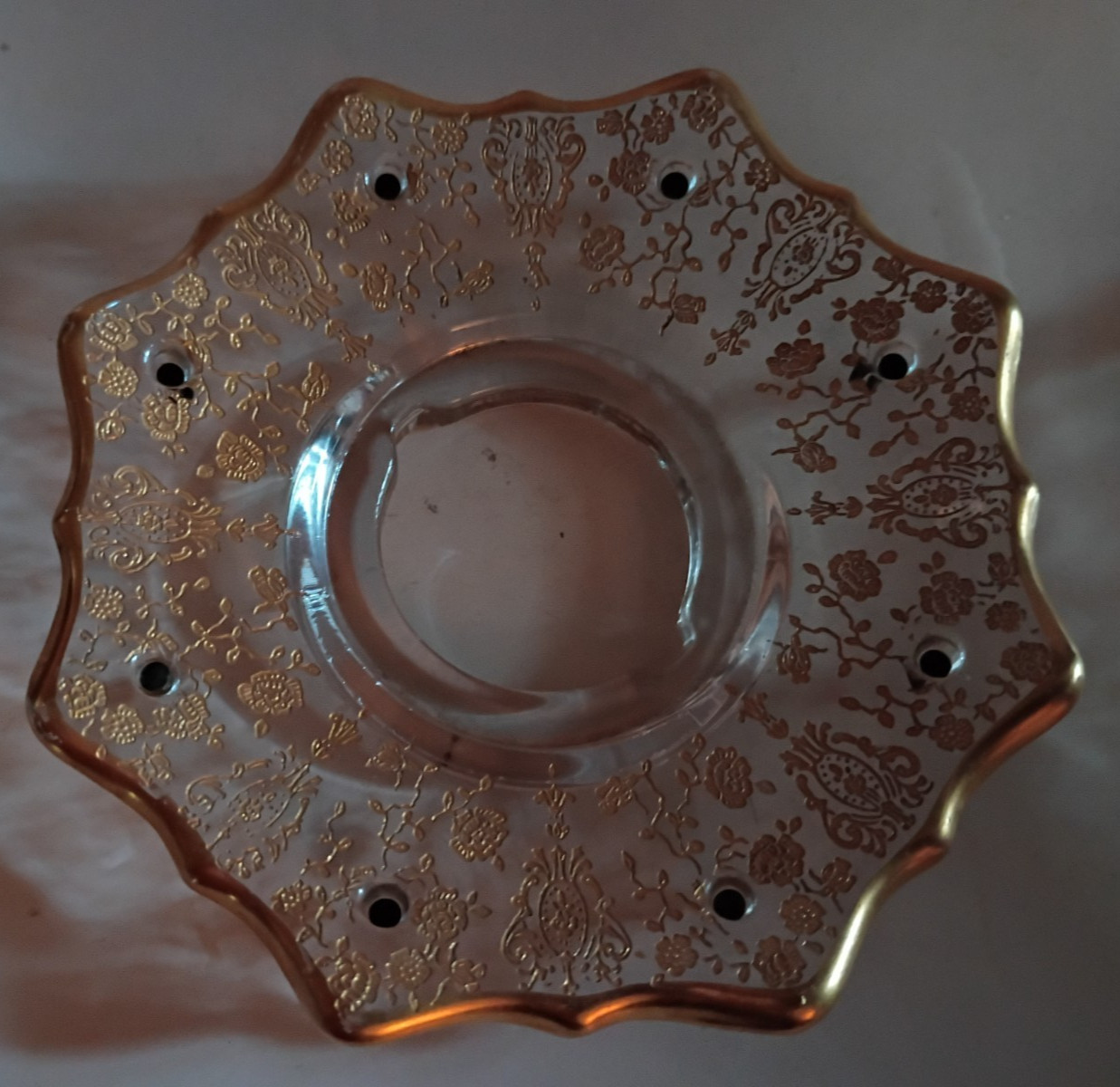 Cambridge BOBECHE ROSE POINT GOLD Encrusted (NO PRISMS) 4.5″ RARE VGC *READ*