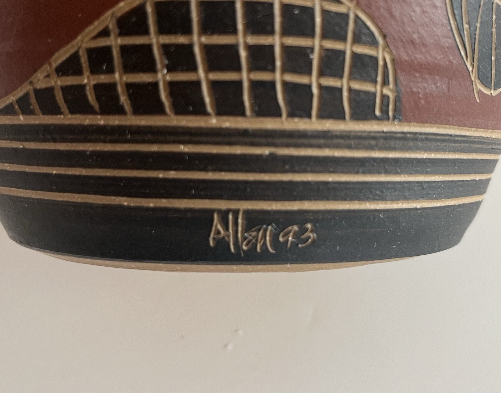 7” Tall Kenneth Allen Stoneware Art Pottery Vase Signed 1993