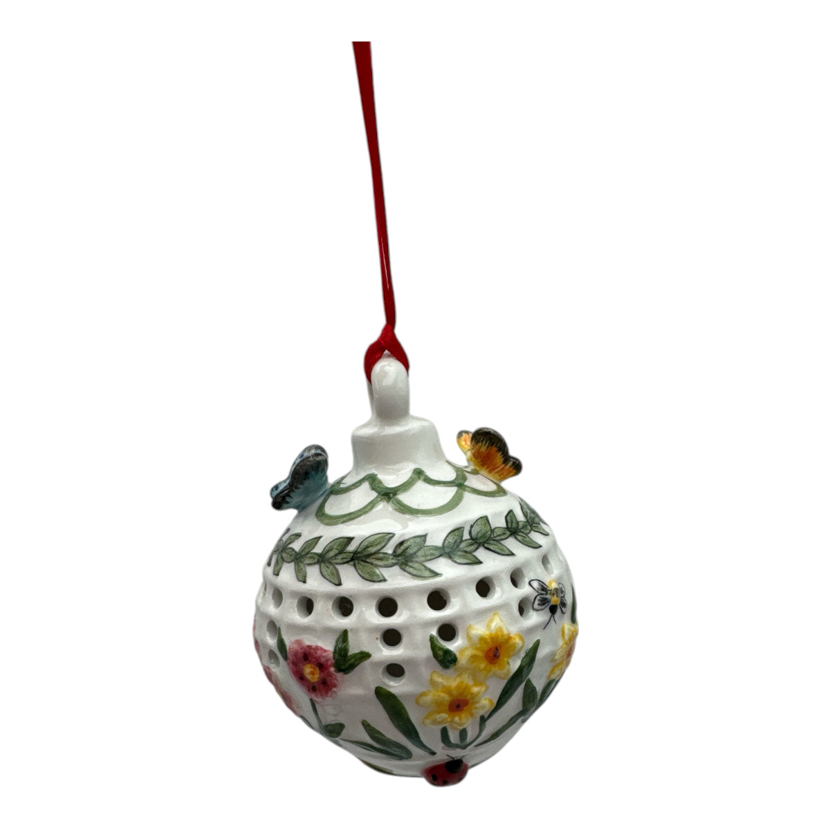 Portmeirion Botanic Garden Christmas Ornament Mixed Flowers Lilac Butterfly EUC