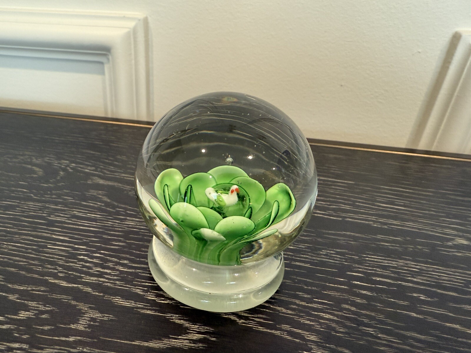 Glass Molded Decorative Globe Bird Paperweight