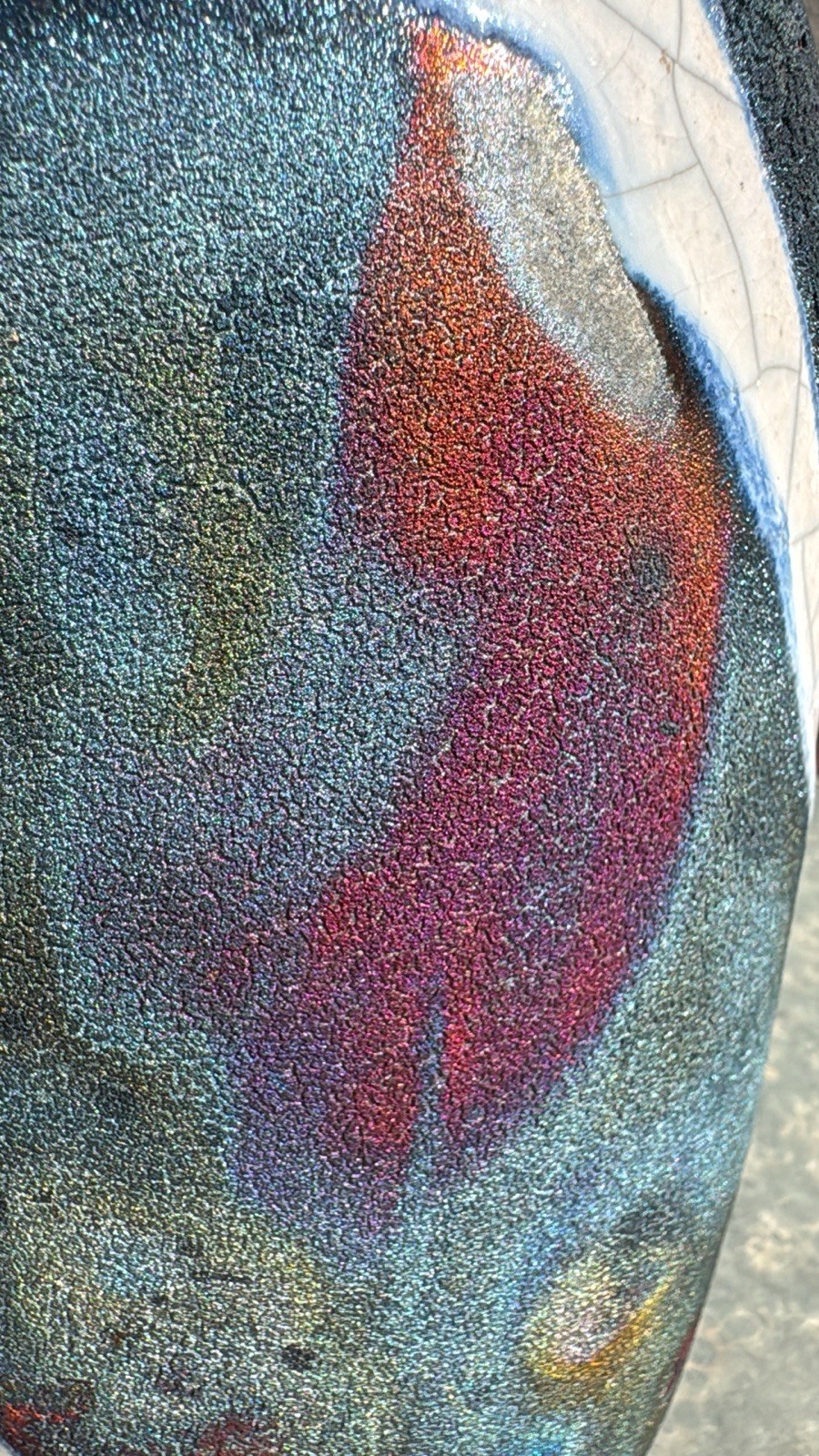 Vtg Scott Wilson 2004 Vibrant Peacock Colors RAKU 13.5” Vase Signed by Artist
