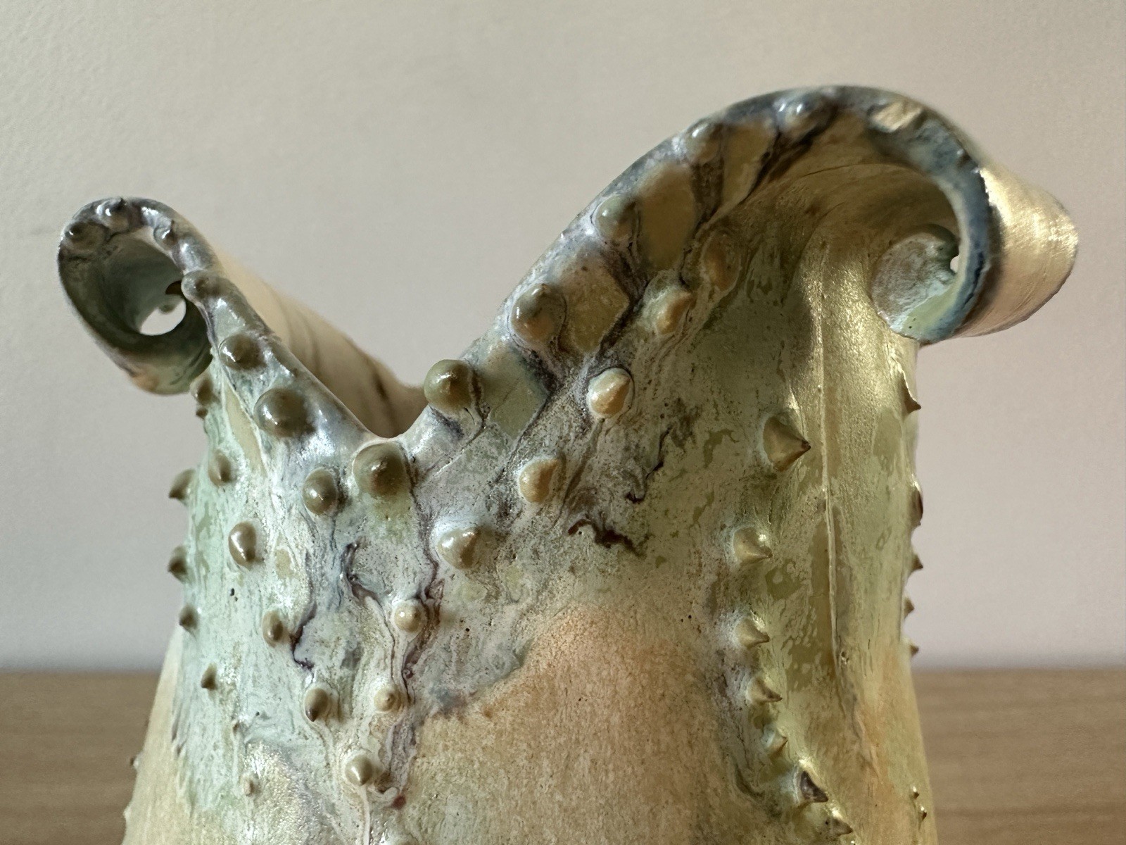 Vintage Studio Art Pottery•Sculptural Vessel•Organic Form•Wavy Rim•Textured