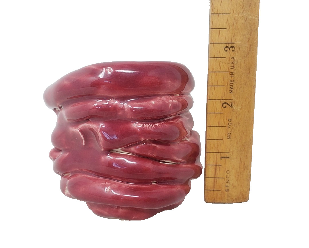Coiled Pinch Cache Pot or Planter – Red Glaze – 2-3/4″ – for Succulents and More