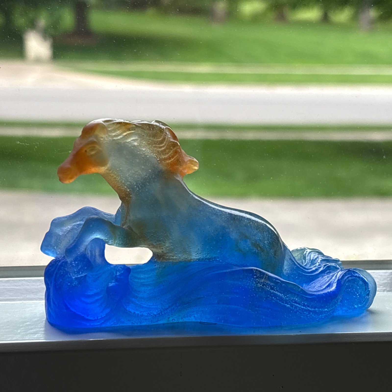 DAUM Pate De Verre GLASS CHEVAUX DE MARLY COLLECTION HORSE FIGURINE -MINT W. Box
