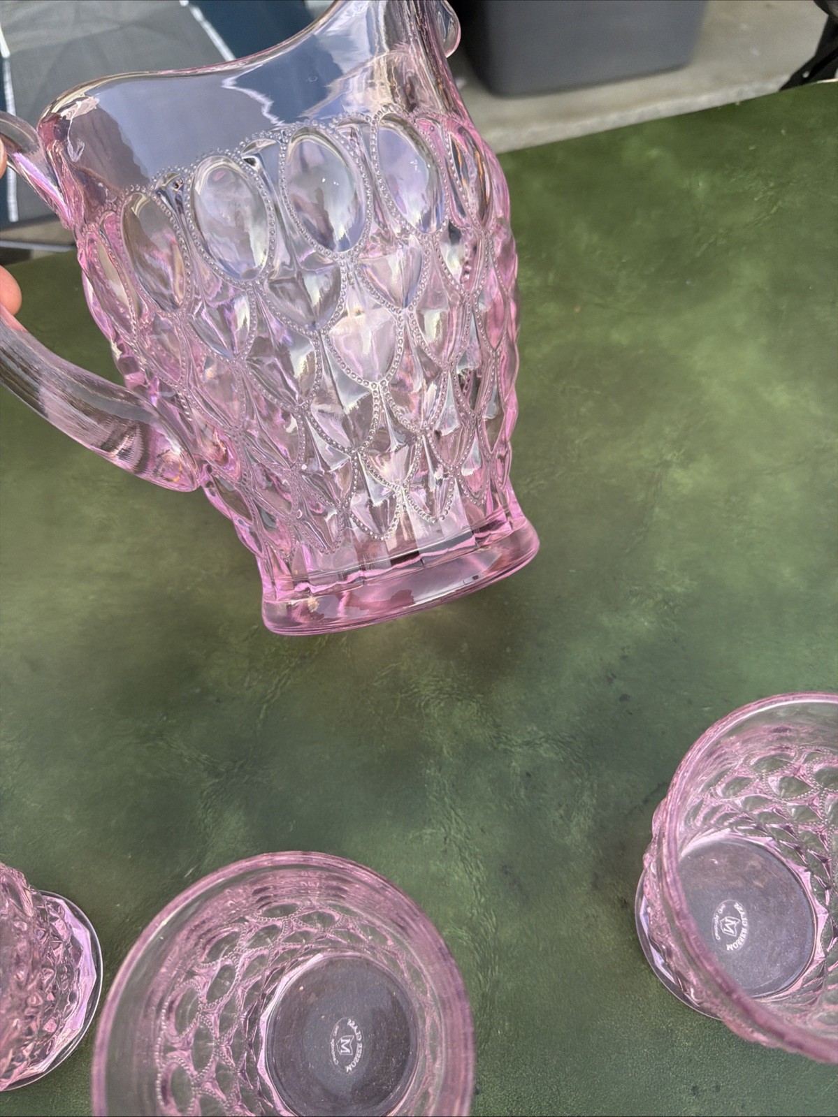 Vintage Mosser Passion Pink Pitcher And Cups – RARE