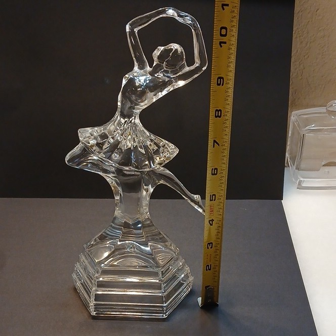 Clear Glass Ballerina Ballet Figurine, Decorative, 10 in Tall