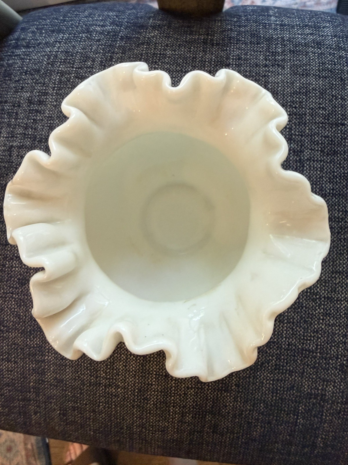 Vintage Fenton White Milk Glass Hobnail 5.5 Inch Rose Bowl Vase
