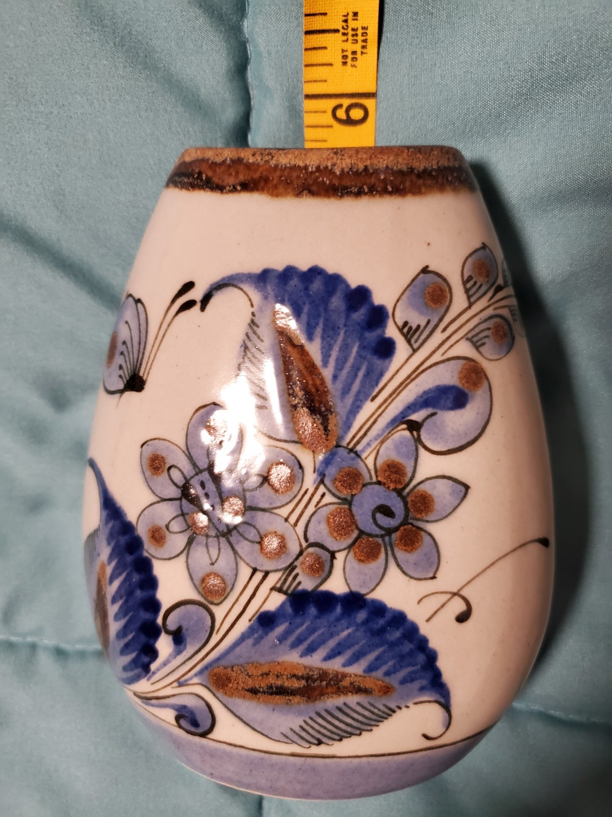 Mexico pottery El Palomar Vase Ken Edwards Tonala Bird Floral Double Side signed