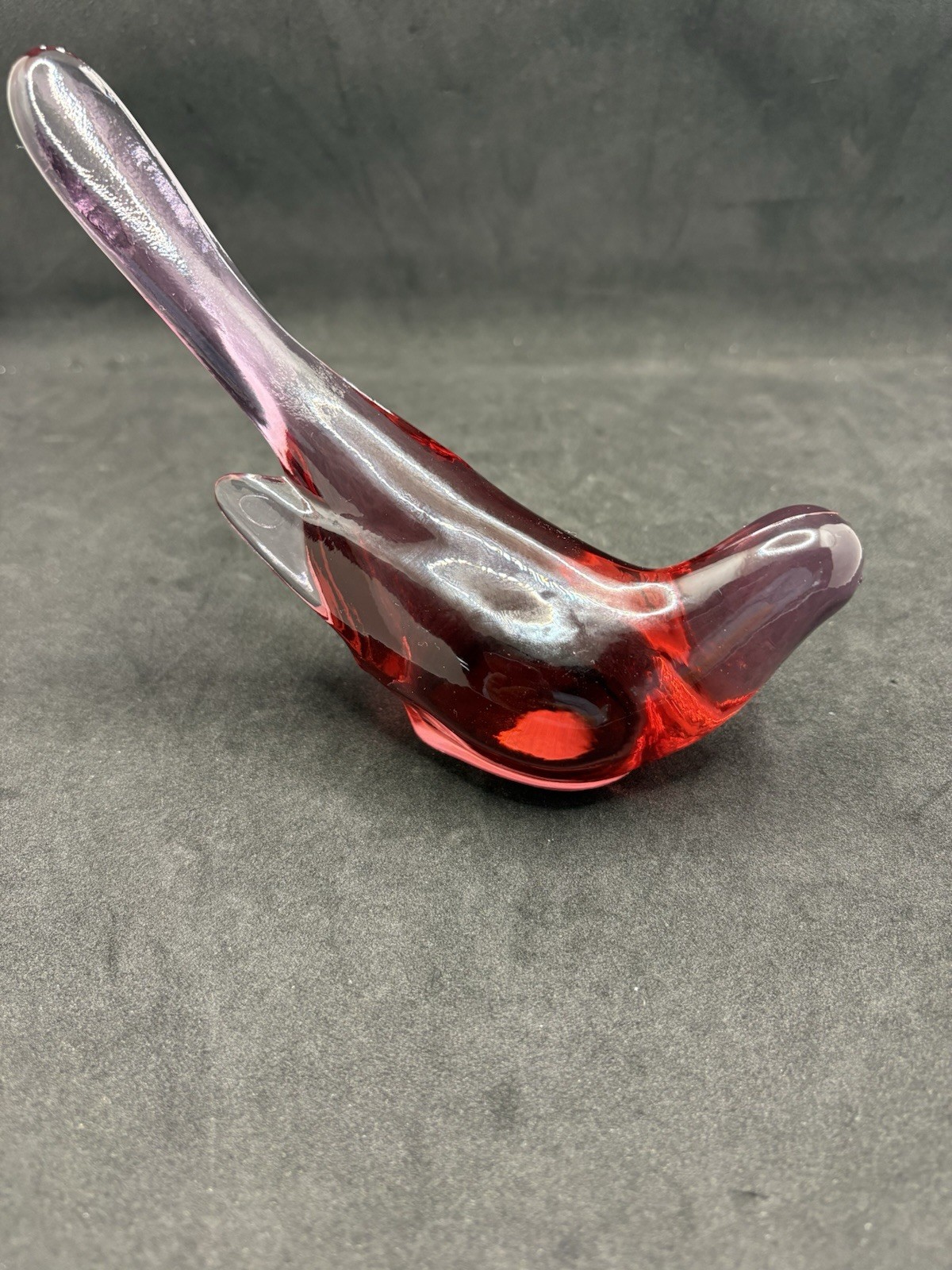 Fenton Art Glass Ruby Red Bird of Happiness Figurine Vintage MCM Cranberry Color