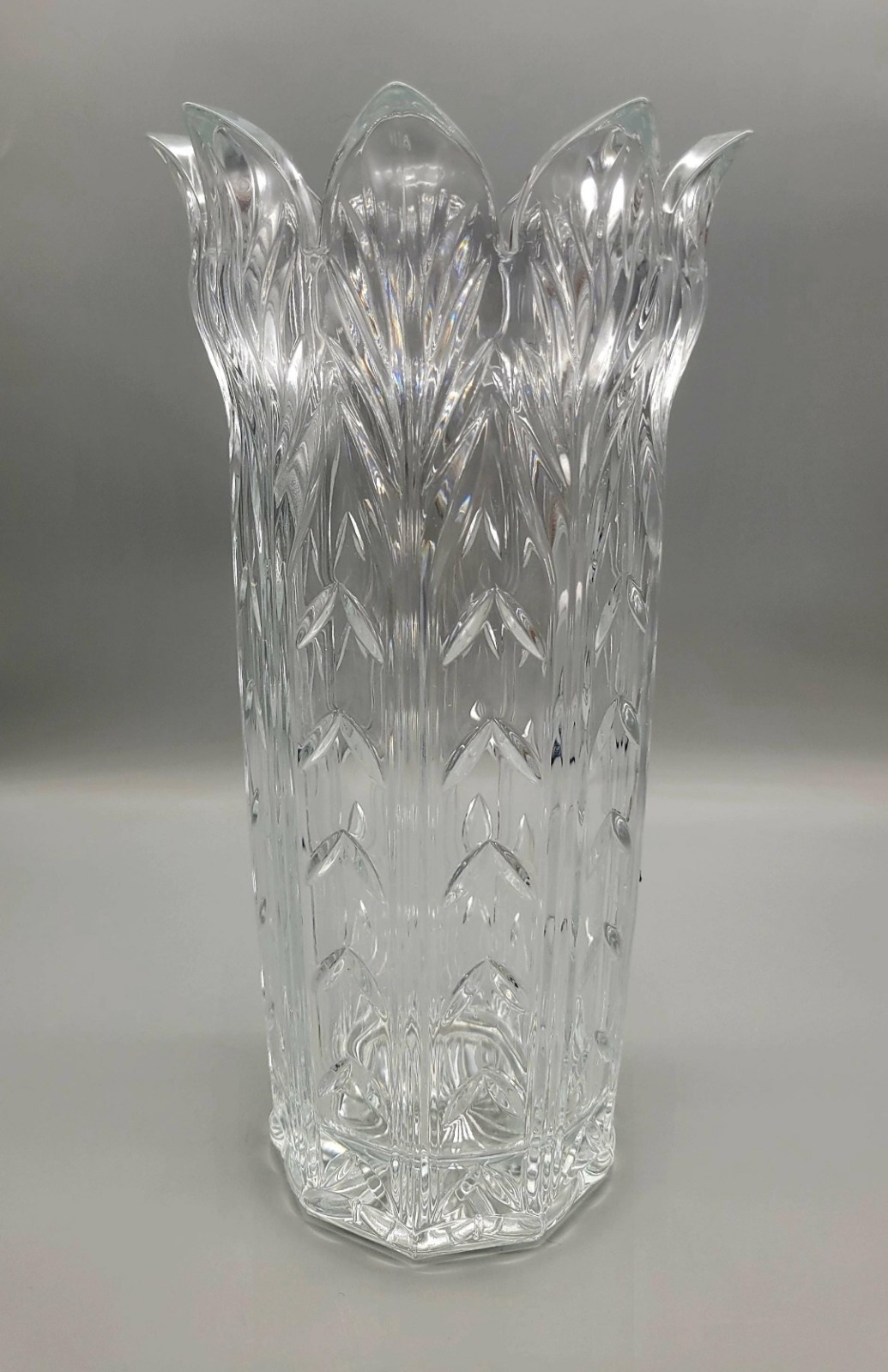 Elegant Vintage Art Nouveau Style Portico Crystal Flower Vase Stunning Flared