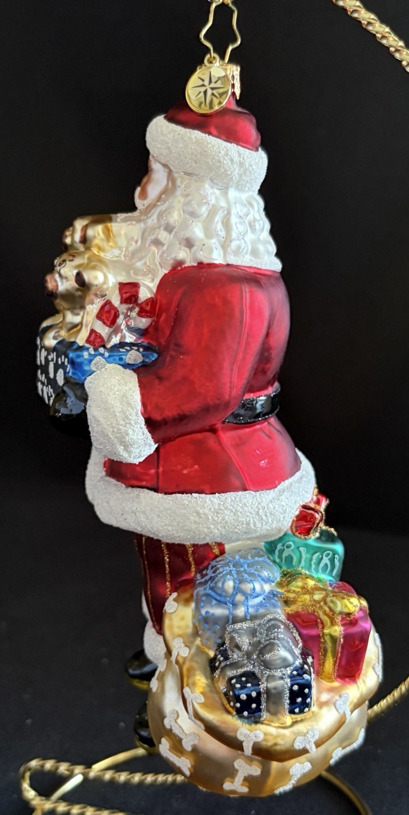 CHRISTOPHER RADKO BLOWN GLASS CHRISTMAS ORNAMENT SANTA’S PUG-PALOOZA 1021929