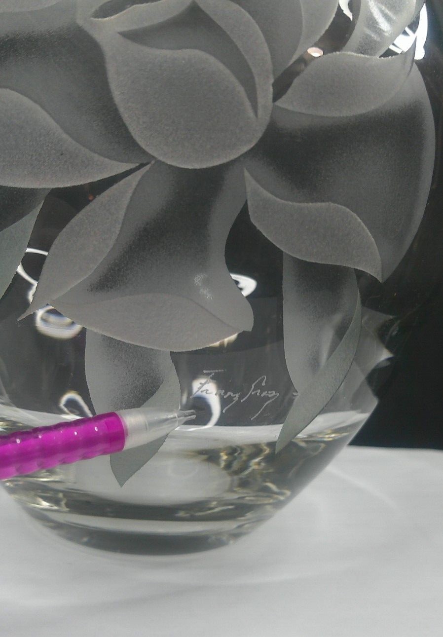 Tiffin, Signed, Rose, Swedish Optic, Vase, American Art Glass, 1940’s, VgCd