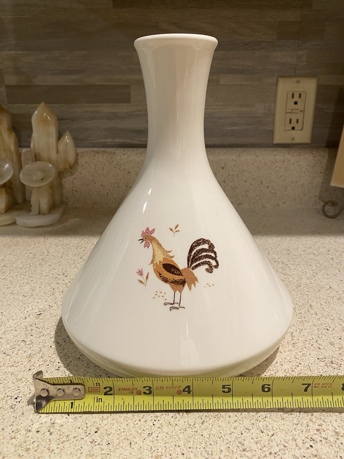 Vtg Taylor Smith & Taylor Ever Yours Break-O-Day Coffee Carafe Vase 9.5″ Rooster