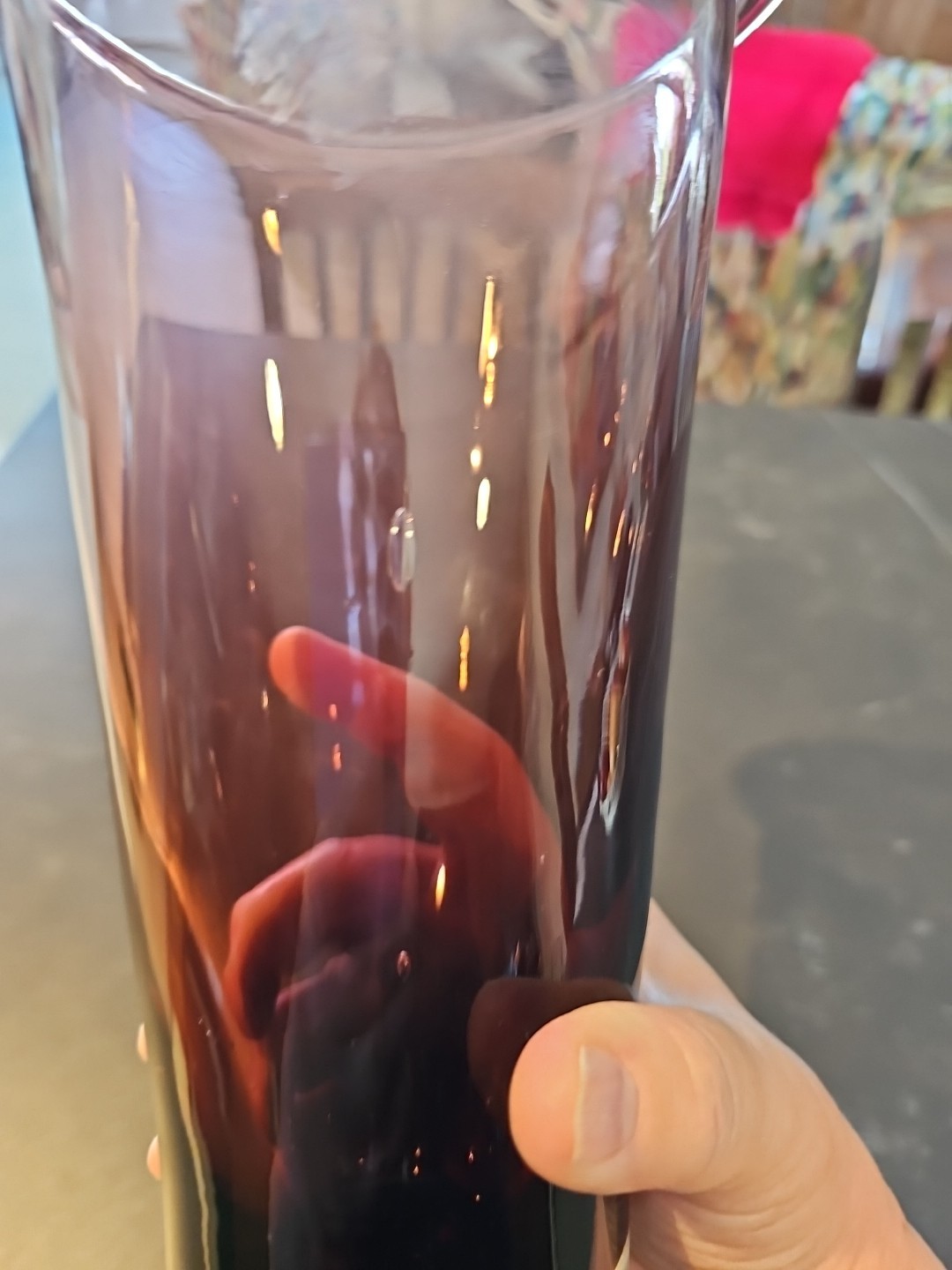 Hand Blown Amethyst Vase, 10.25″ Tall, 6.5″ Diameter At Mouth Of Vase