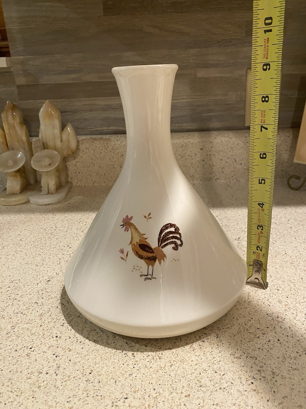 Vtg Taylor Smith & Taylor Ever Yours Break-O-Day Coffee Carafe Vase 9.5″ Rooster