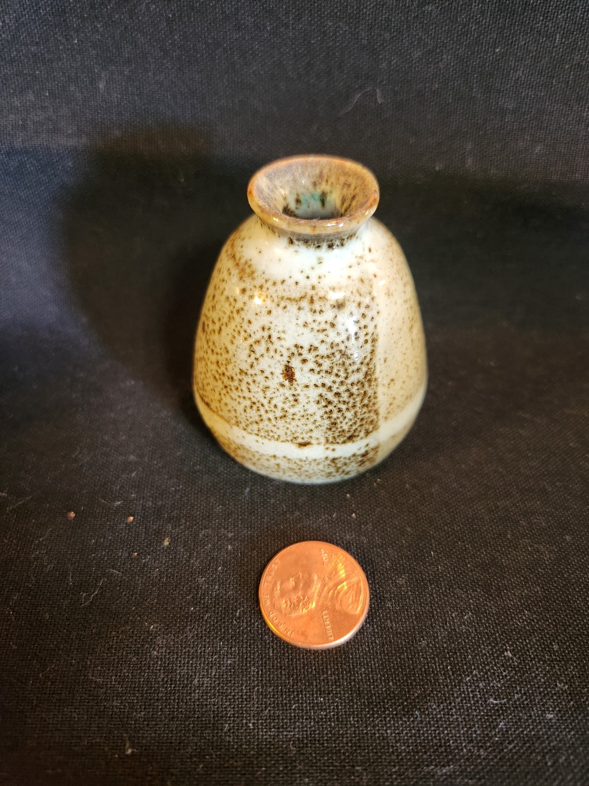 Vintage Studio Pottery Bud Vase Speckled Brown Cream Ceramic Vase