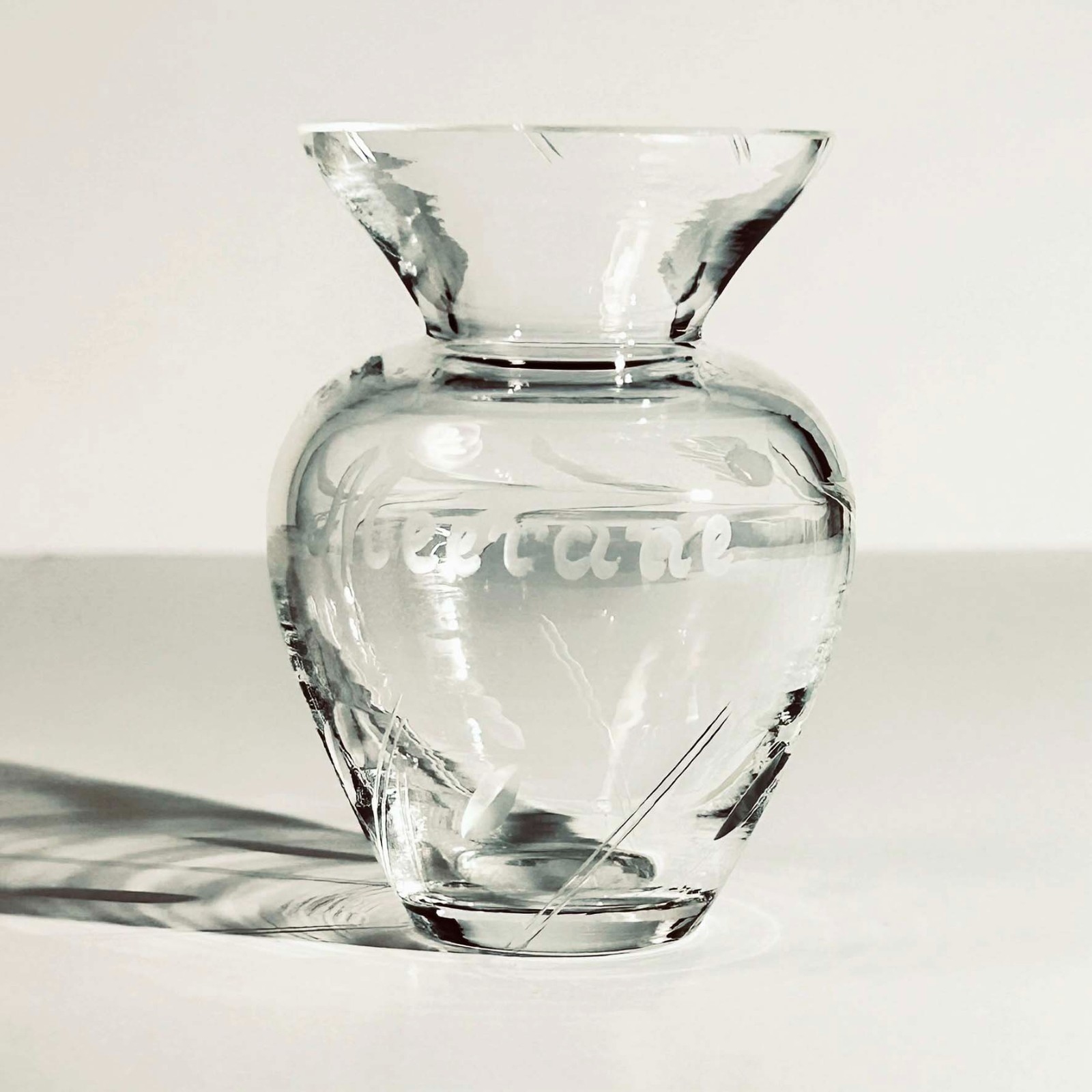 Bleikristall Bud Vase Lead Crystal Floral Etched Made in Germany 3.5″ tall
