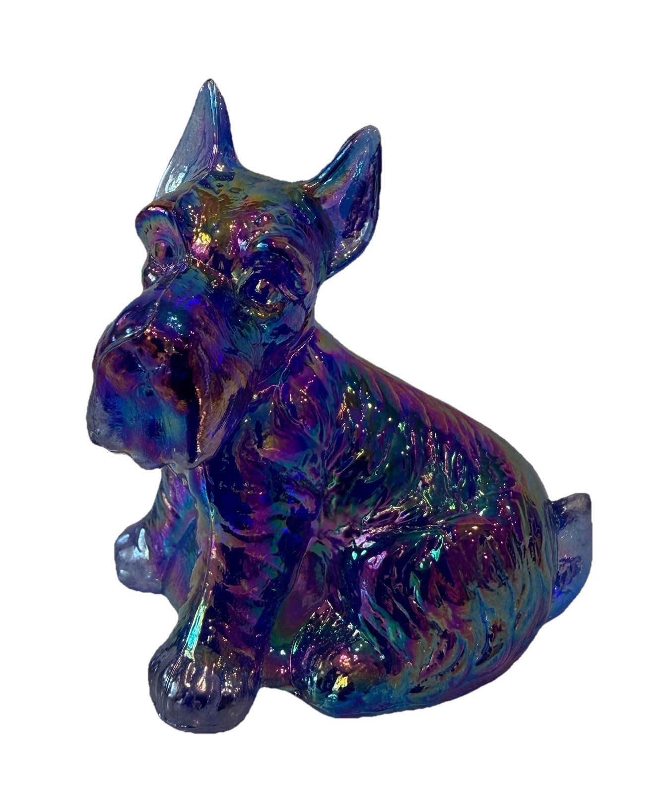 Boyd’s Crystal Art Glass’s CHARLIE the SCOTTIE DOG #15 In Cobalt Carnival