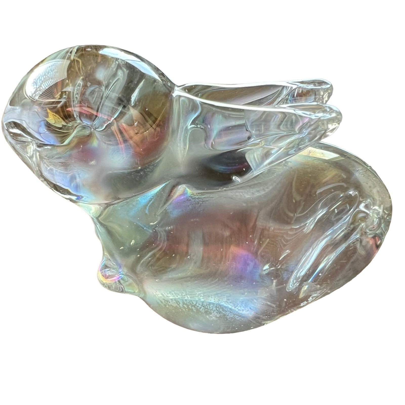 Art Glass Bunny 2×3 inches Iridescent, Easter Decor, Cottagecore
