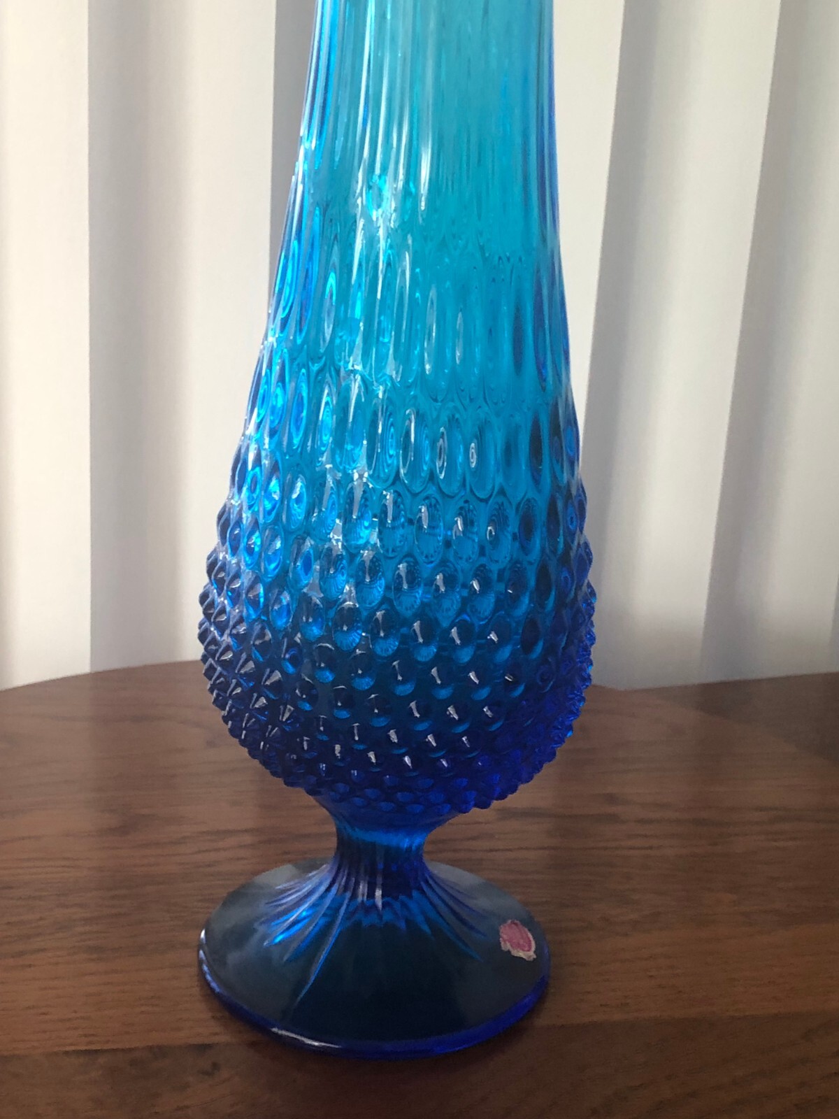 VINTAGE FENTON COLONIAL BLUE 22″ SWUNG VASE 1965-77