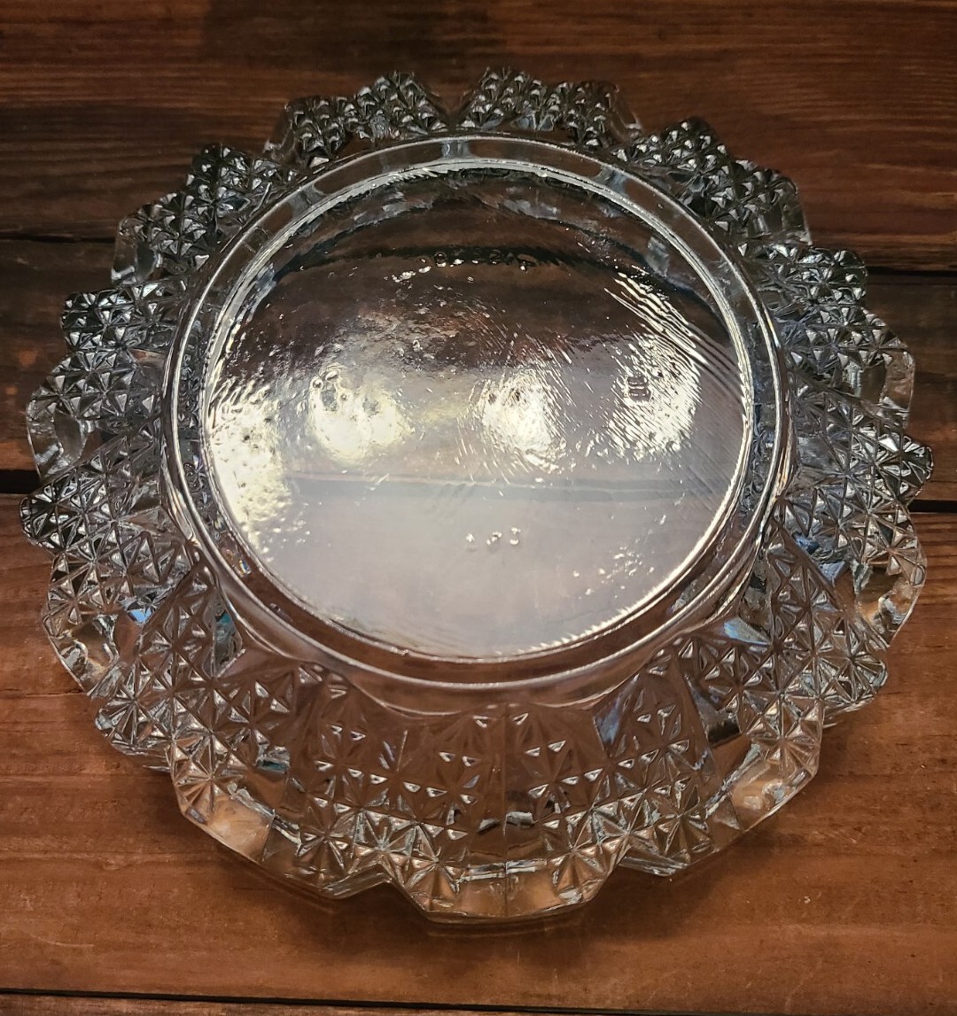 Vintage Clear Glass Ashtray Heavy Thick Glass Marked FNG Indonesia 6 INCH