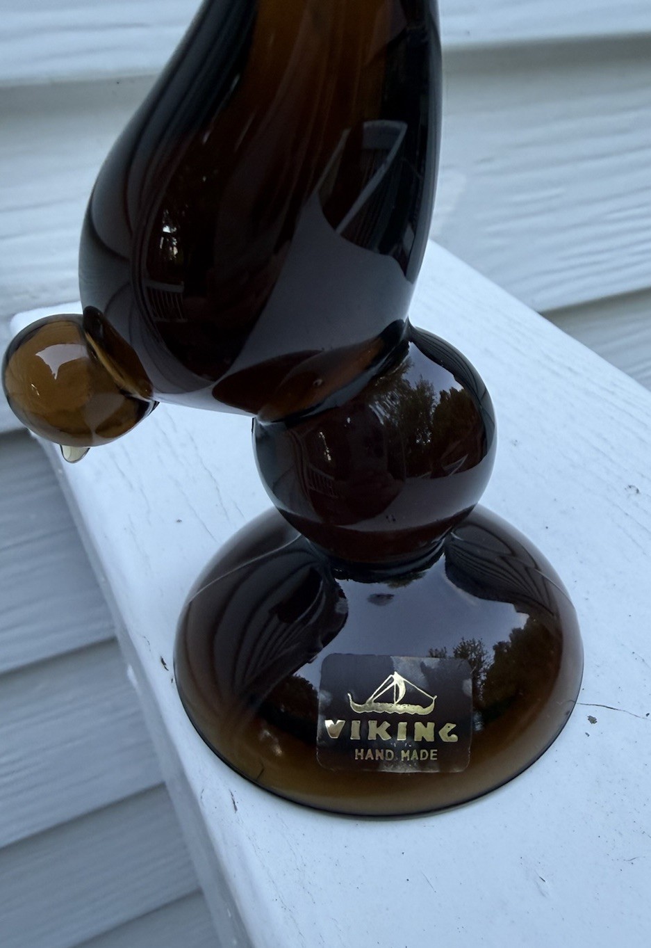 Vintage Viking Short Tail Glass Bird in Root Beer Brown MCM