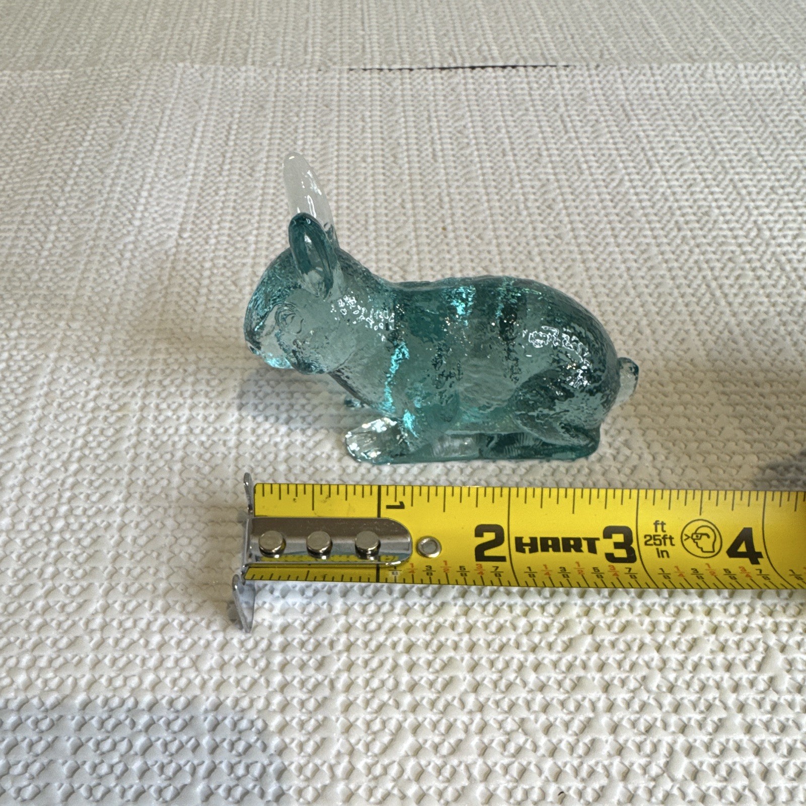 Vintage Mosser Blue & Clear Art Glass Rabbit Figurine 3 in