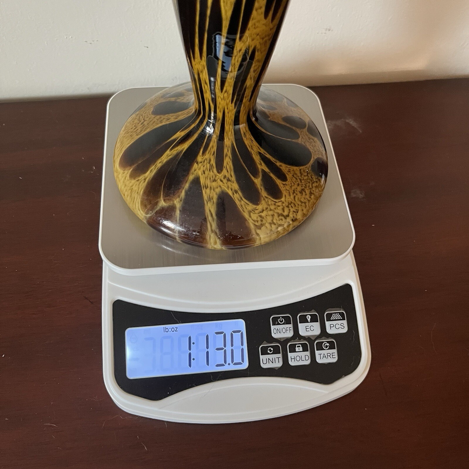 Hand blown Glass Vase – Gorgeous Caramel & Chocolate Colored— See Description