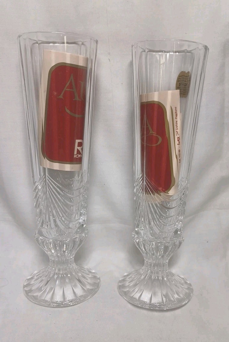 Pair “Aurea” RCR Royal Crystal Rock Bud Vase 6.7″ Made In Italia Open Box