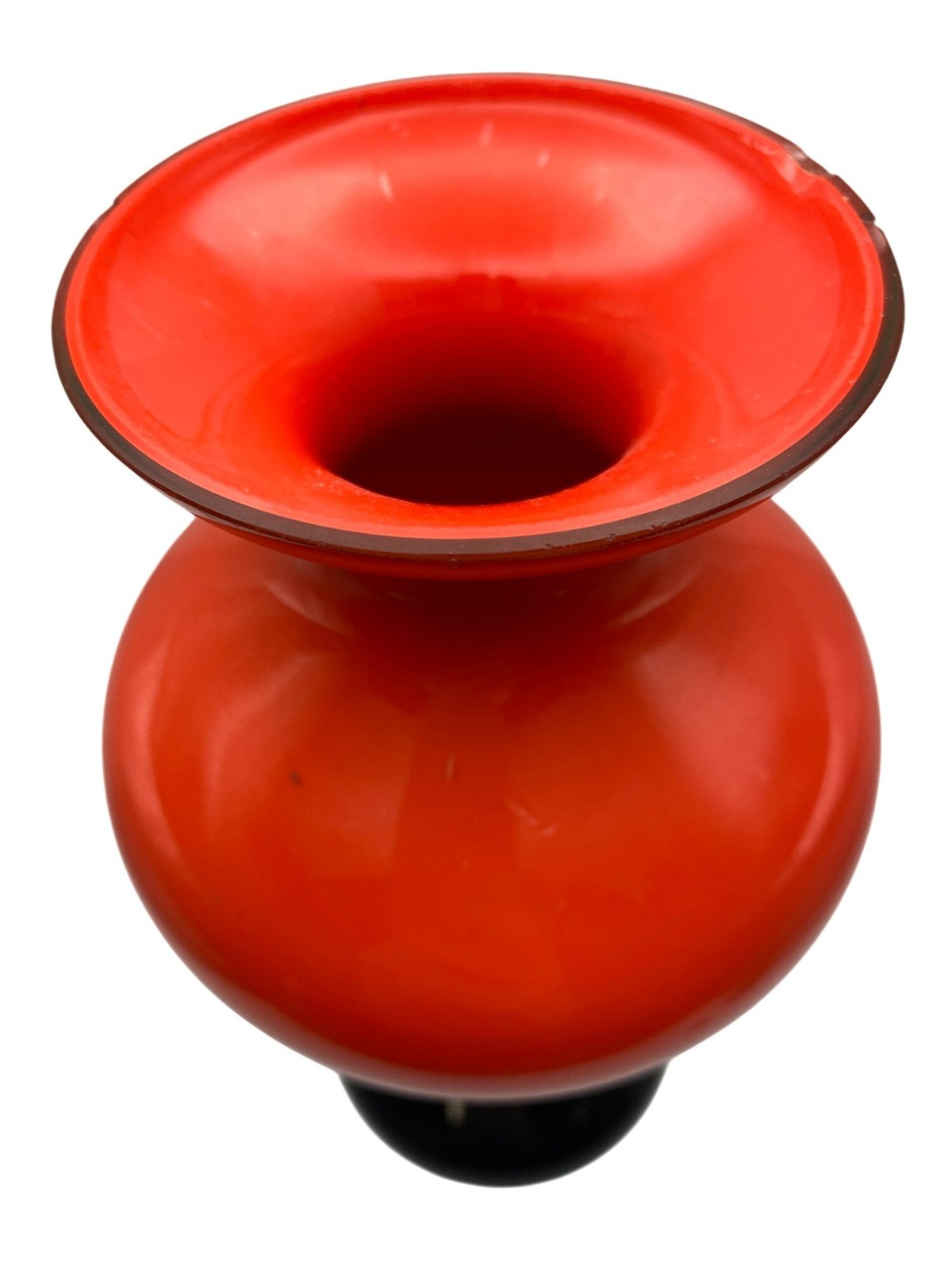 Czech Tango Glass Vase Czechoslovakia Acid Etched Orange Black Art Deco Kralik