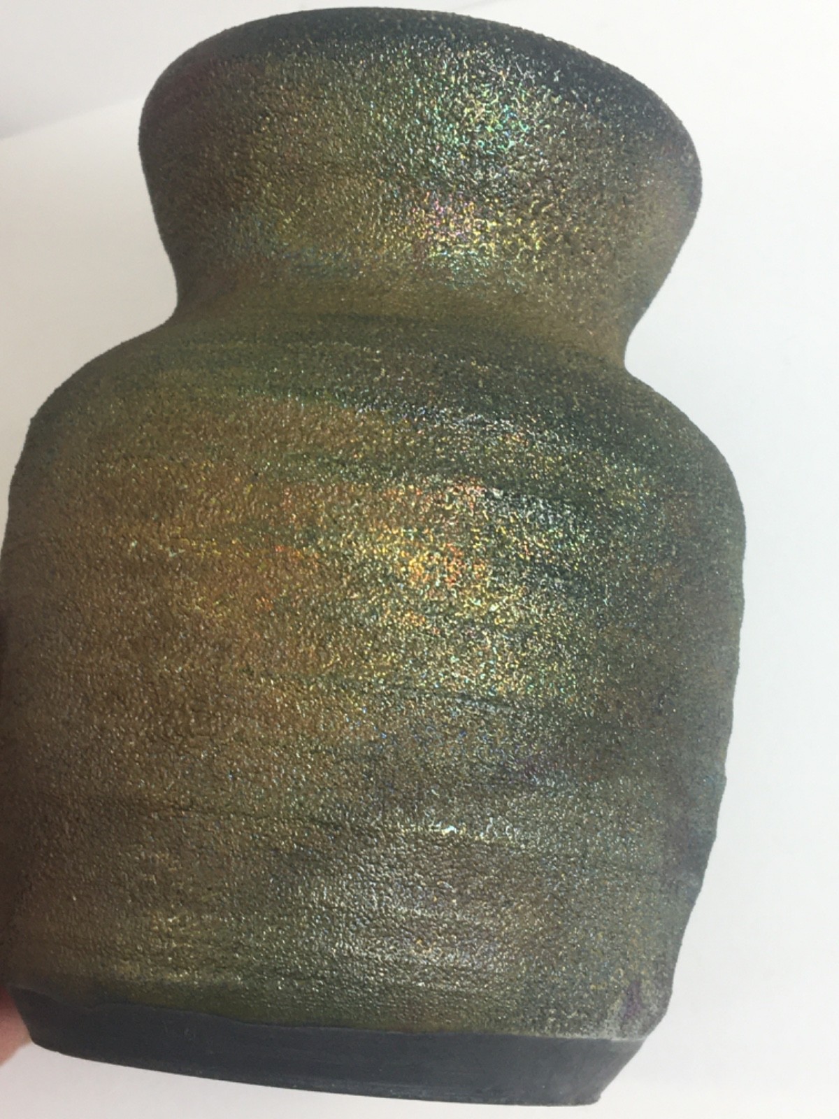 Hand Thrown Raku Pottery Vase Signed Unknown Signature