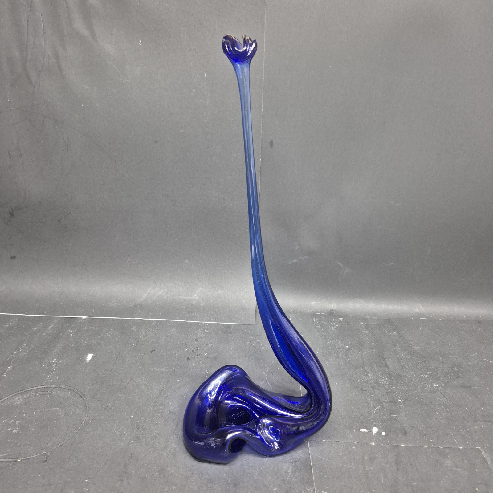 Vintage Hand Blown Cobalt Blue Phillips Milk Magnesia Bottle Art Glass Bud Vase