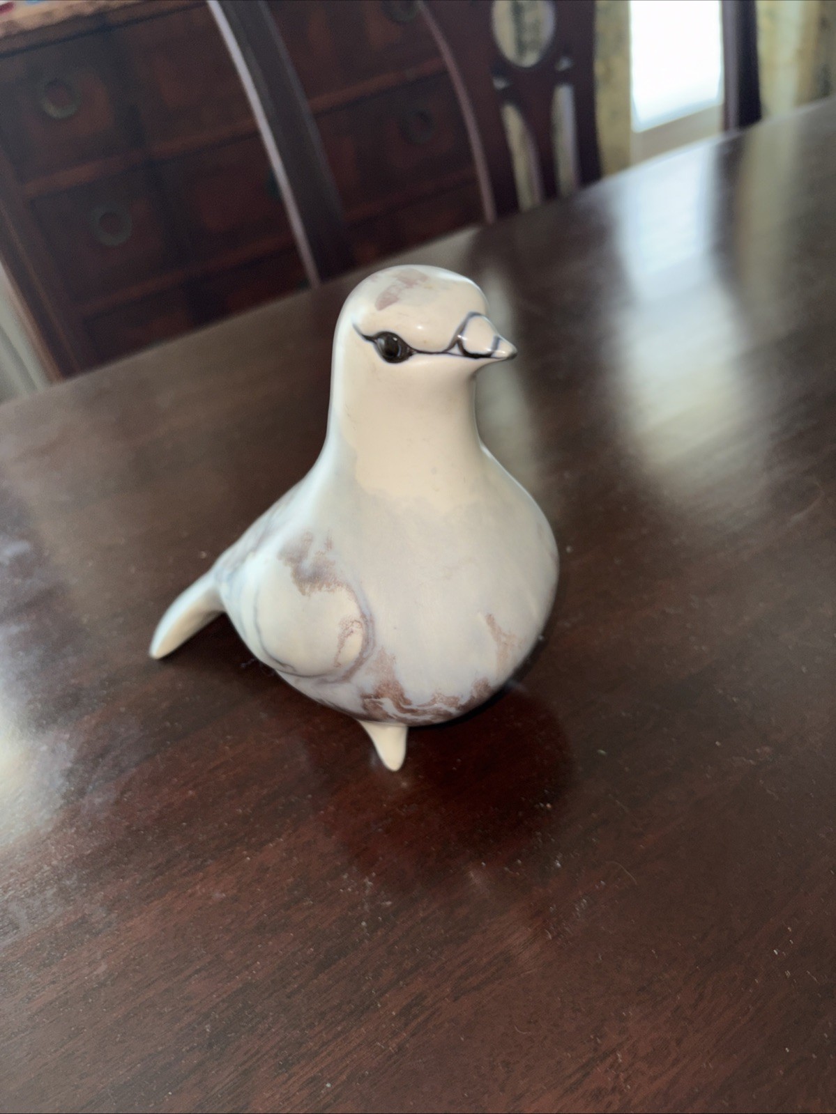 Aviemore Pottery Turtle Dove Clay Sculpture Glazed Gray Black Cream Scotland