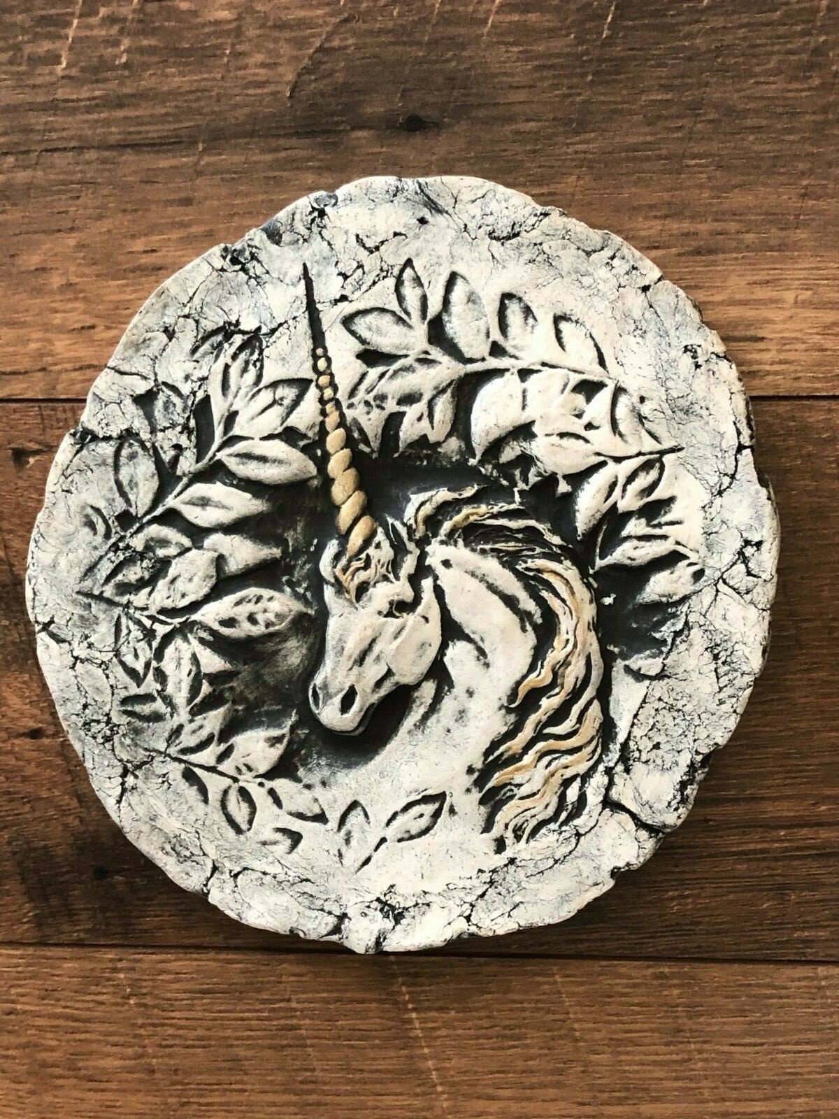 Art Pottery Unicorn Plaque Wall Hanging Signed Garden Decor BEAUTIFUL!