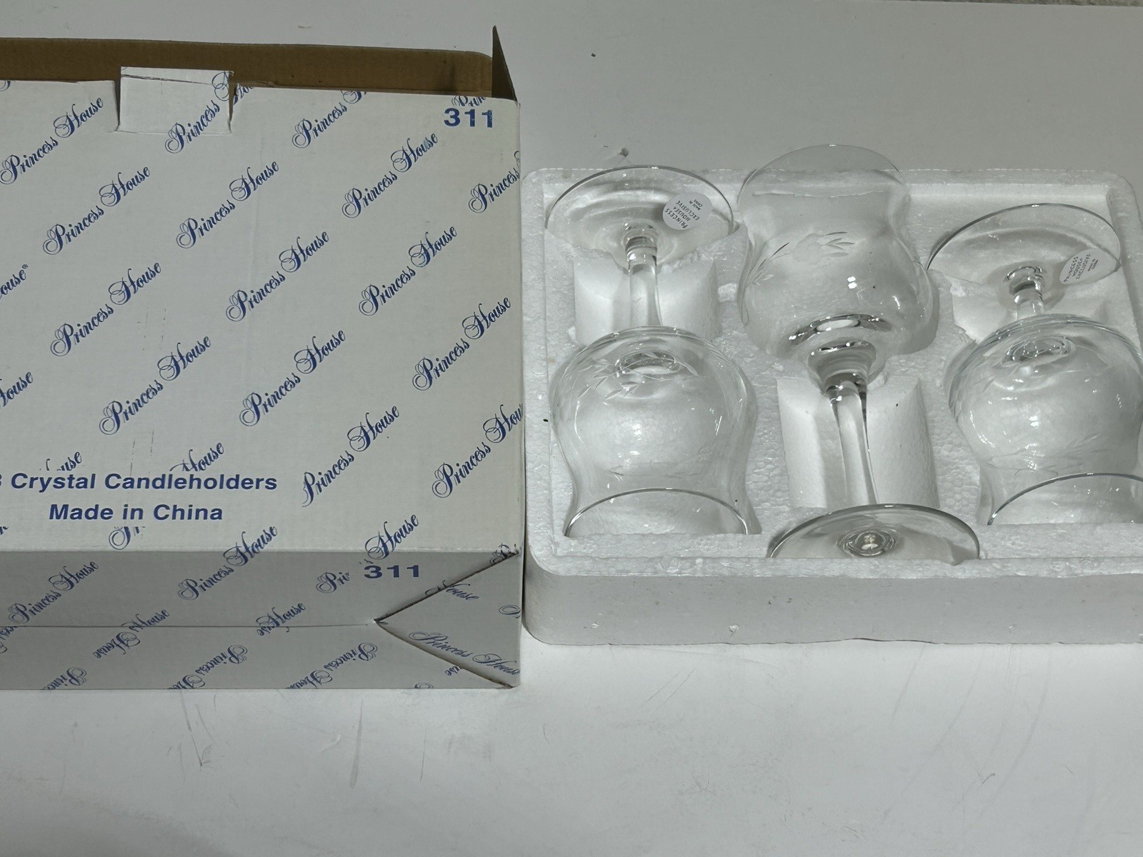 PRINCESS HOUSE HERITAGE (311) HANDBLOWN CRYSTAL CANDLE HOLDERS – SET OF 3