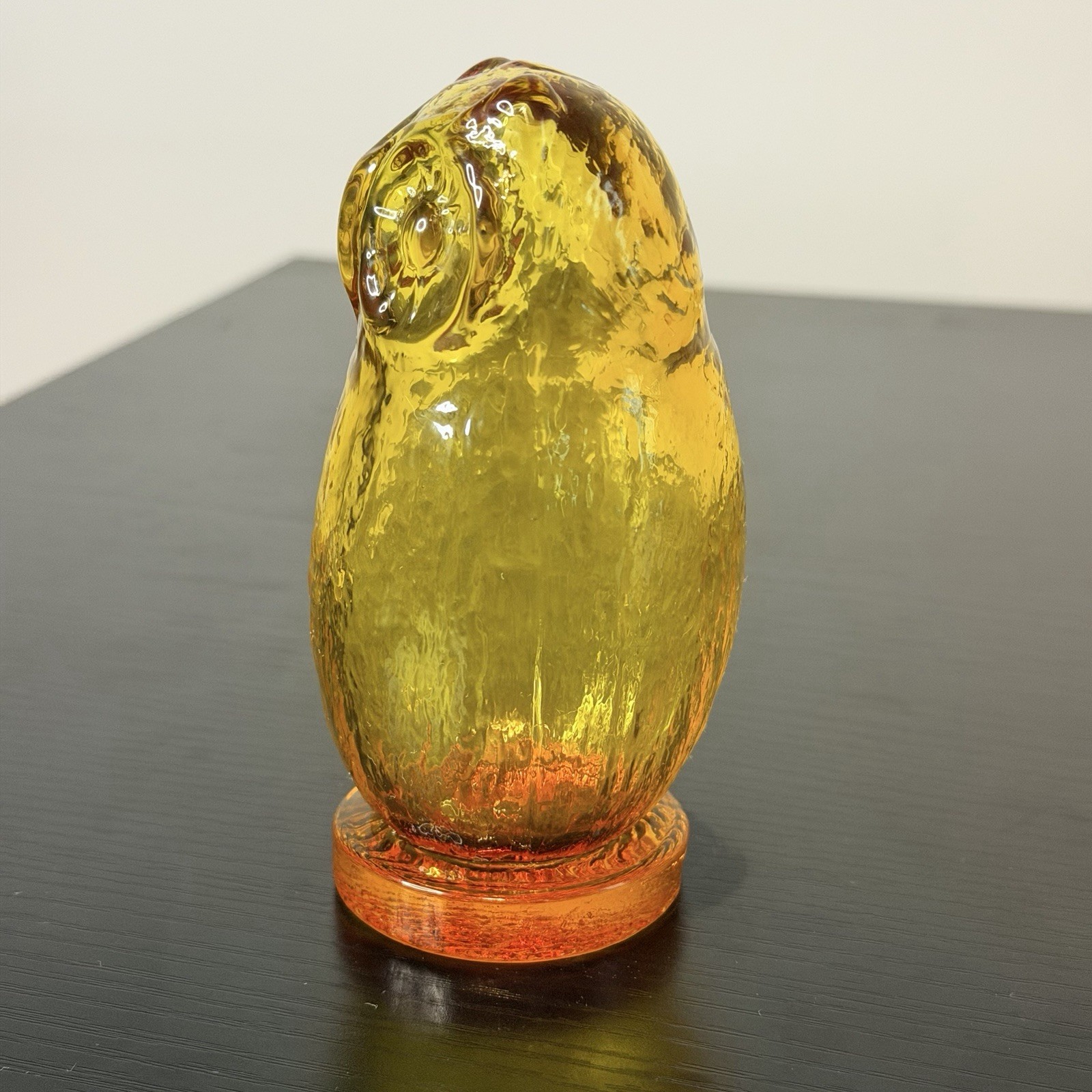 Vintage Pilgrim Glass Amberine Owl Figurine – 1970s – Glass Art – Mold Blown