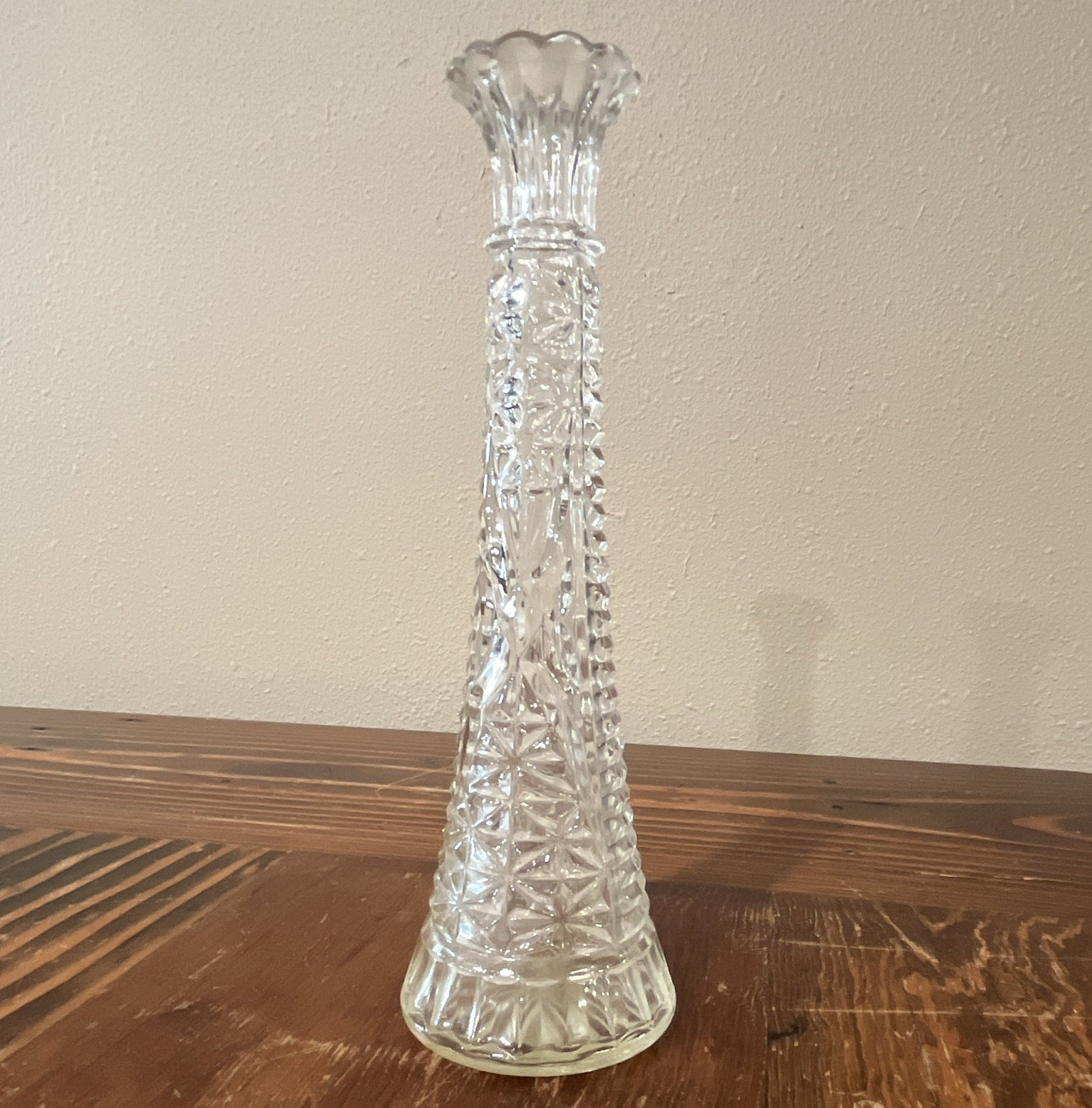 Vintage Stars & Bars Glass Vase, 9.25 in Tall