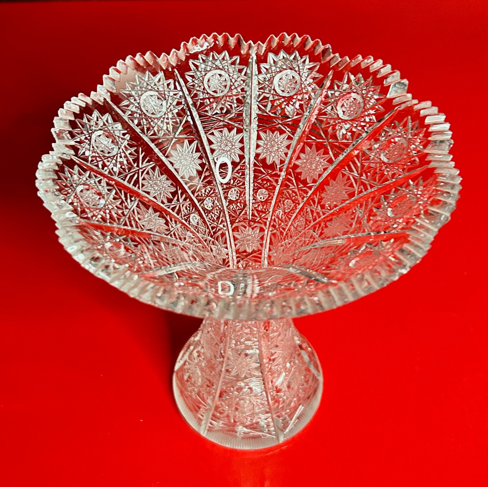 Bohemia Czech Small Vase QUEENS LACE Hand Cut Crystal 500PK Saw Tooth Rim
