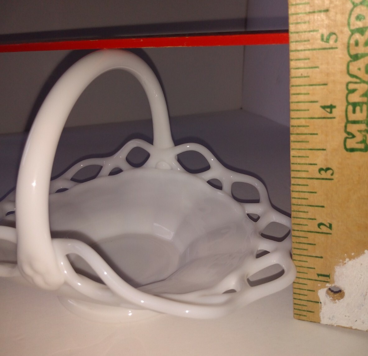 Vintage White Milk Glass Laced Edge Bridal Basket Unmarked Beautiful & Elegant