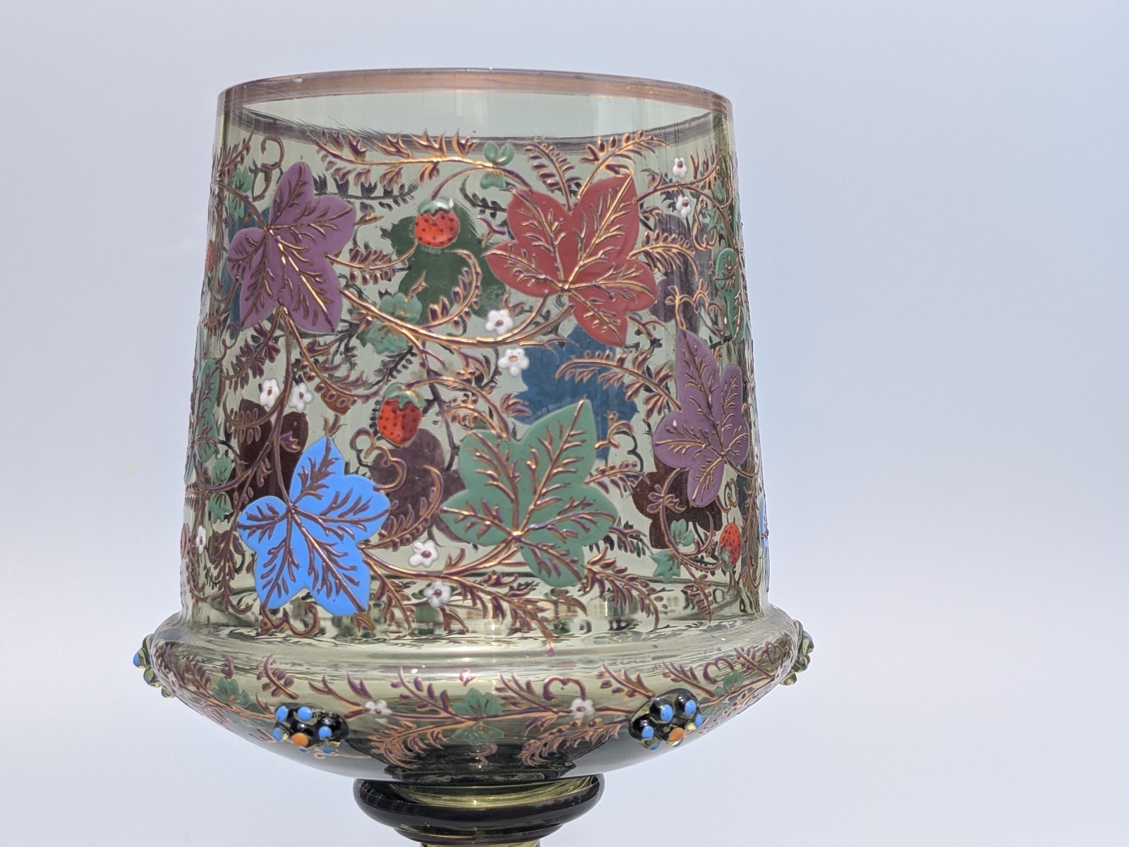 Antique 19th Century Moser Enamelled Glass Goblet Roemer Czech Bohemian