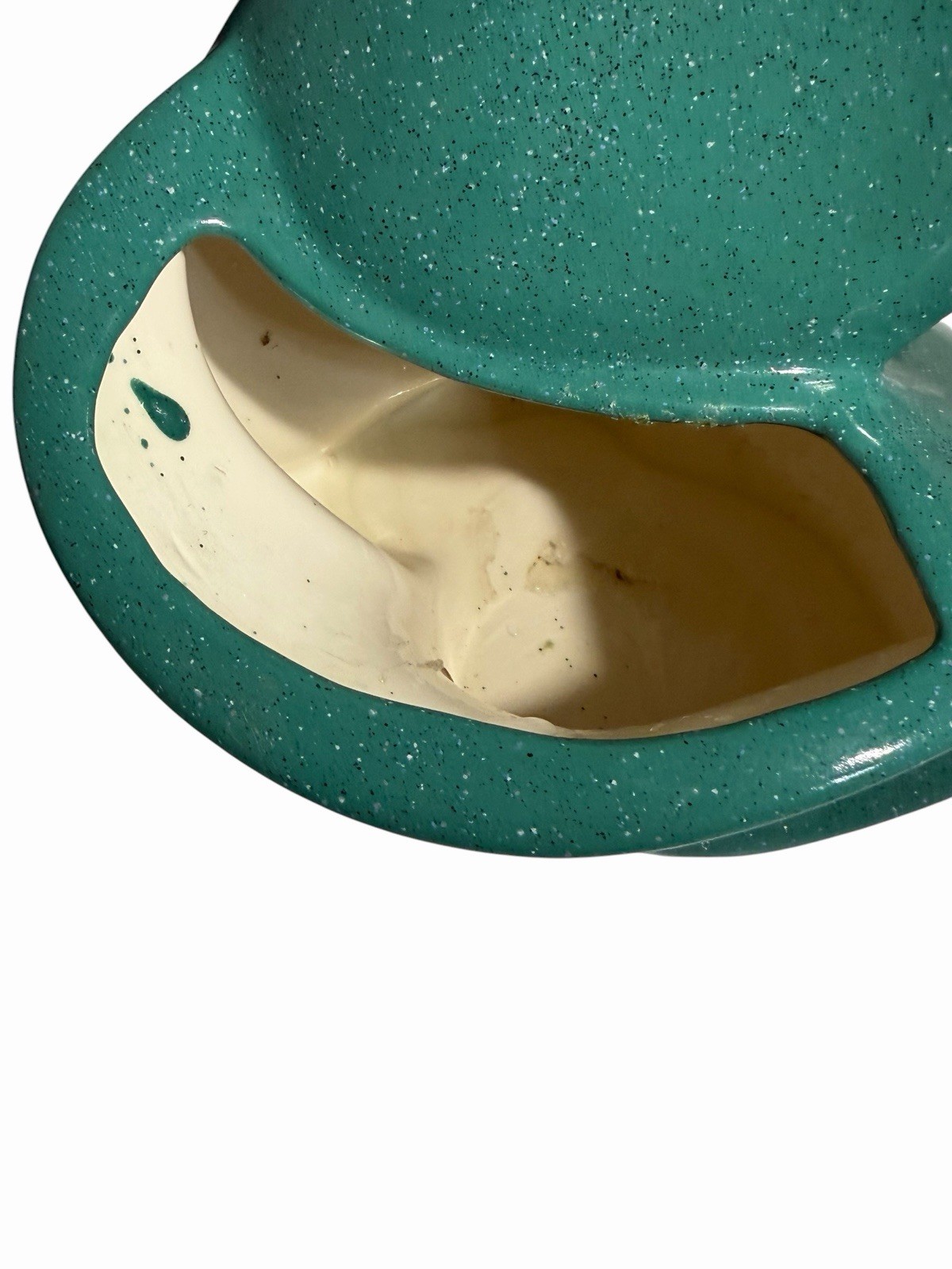 Mid Century Teal Speckled Pottery Vase Planter Decoration 15.5” x 8” Abstract