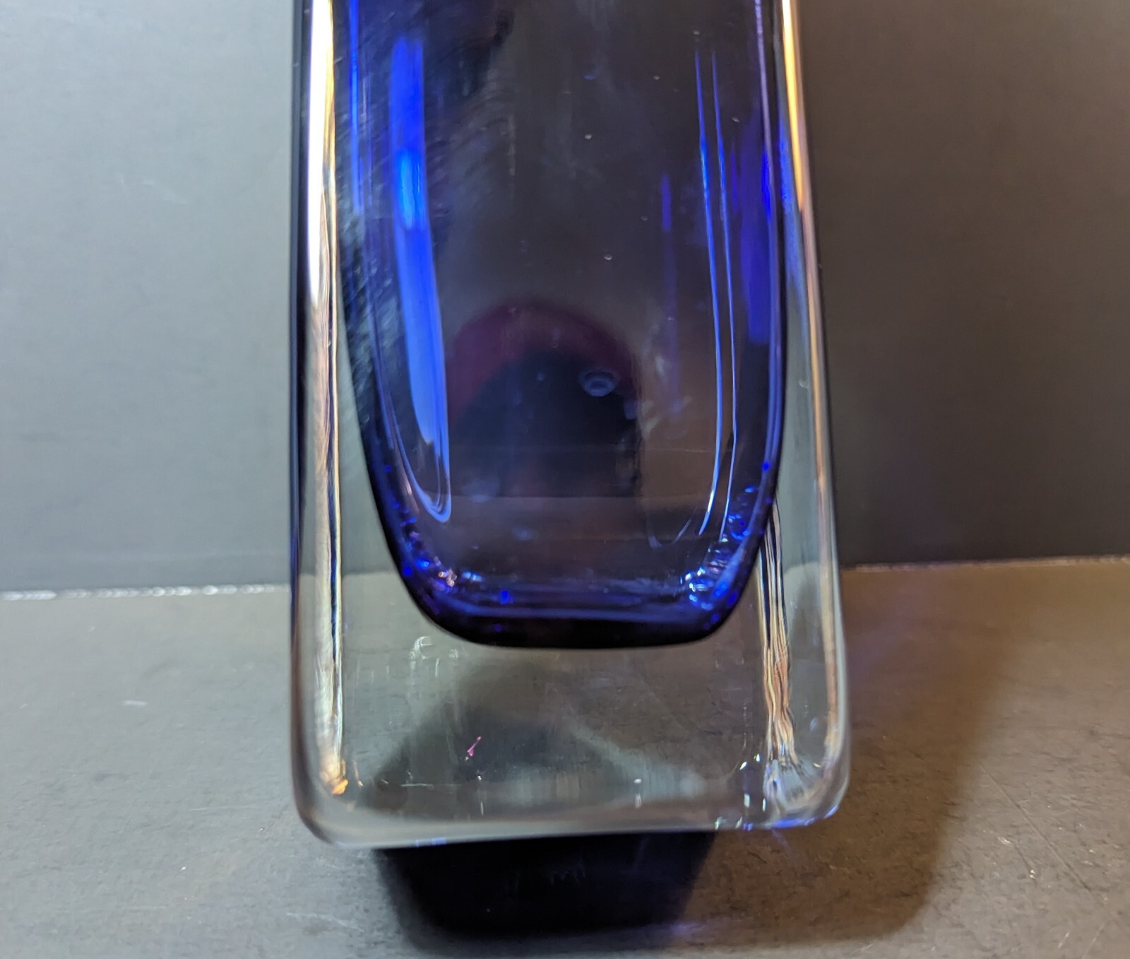 Cobalt Blue Clear Overlay Mouth Blown Glass Vase LSA International Poland 8″