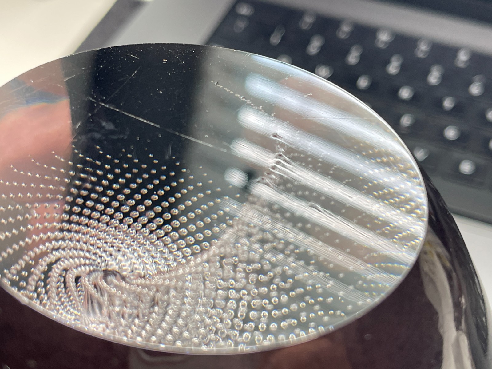 Controlled Bubble Art Glass 3D Paperweight Tear Drop Black Heavy Hand Blown
